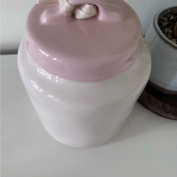 NEW Rae Dunn Chocolate Bunnies Canister 8.5” Tall | Pink Lid - Picture 6 of 6